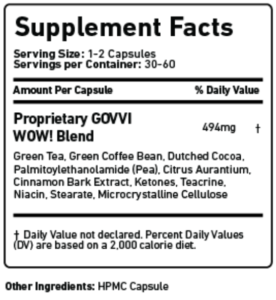 Govvi Wow Supplement Facts